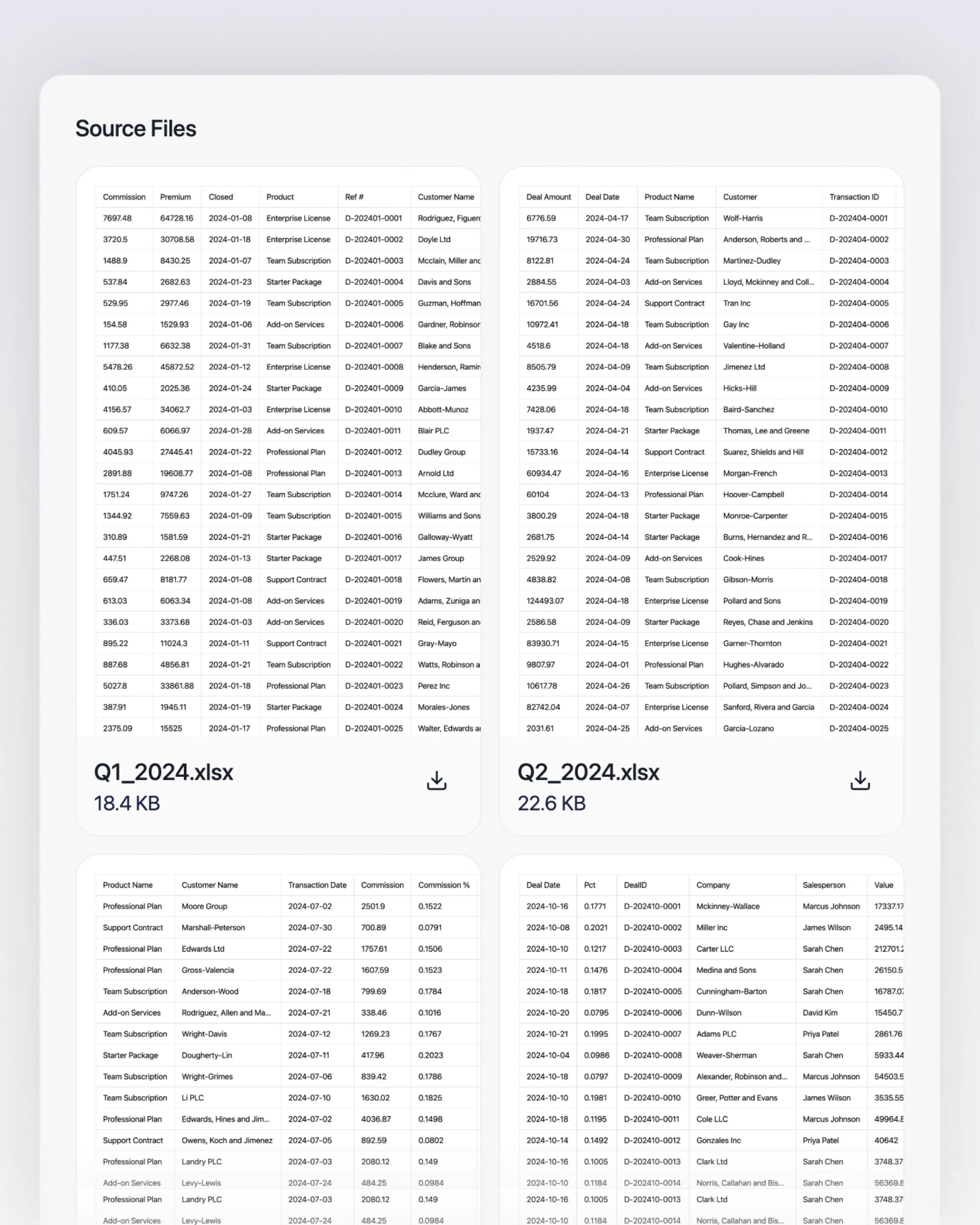 spreadsheet upload flow showing drag and drop